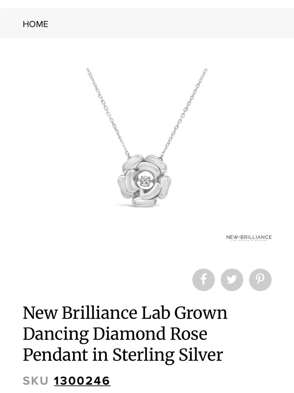 Sterling Silver Rose Pendant Necklace - Silver